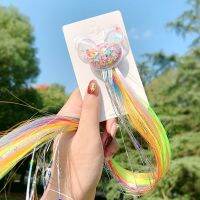 Korean Childrens Cute Color Bow Hair Accessories Unicorn Hairpin tail Princess ided Hair Wig