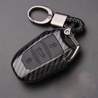 Carbon Fiber car Key Case holder For Peugeot 508 301 2008 3008 4008 407 408 Citroen C5 C6 C4L CACTUS C3XR DS Smart Key cover Key Chains