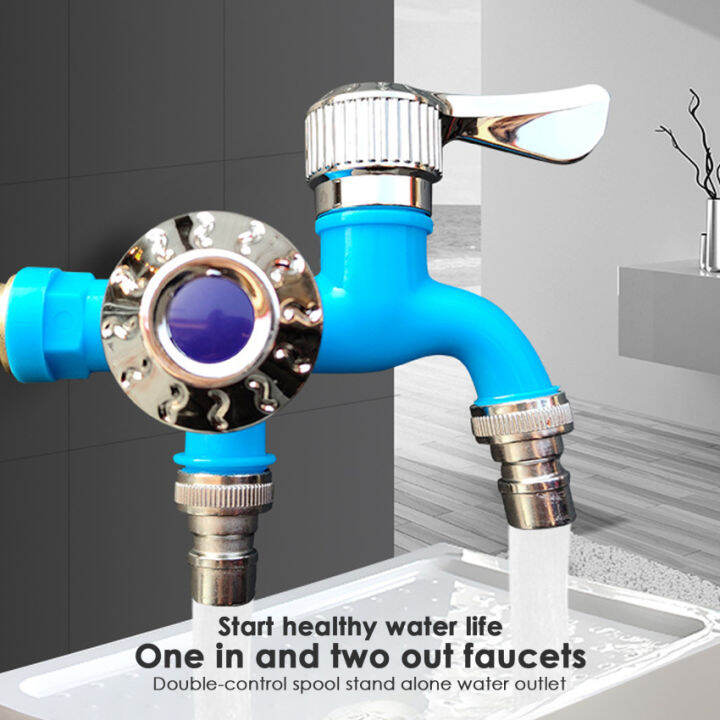 Dual Control Faucet Double Outlet Water Tap 1/2 "Universal Interface Connector หน้าแรกห้องอาบน้ำ
