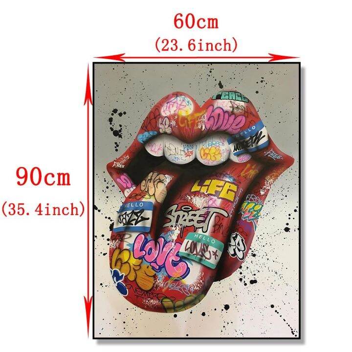 street-graffiti-kissing-ภาพวาดผ้าใบโปสเตอร์และพิมพ์ภาพนามธรรม-wall-art-ตกแต่งภาพจิตรกรรมฝาผนังห้องนั่งเล่นตกแต่งบ้าน