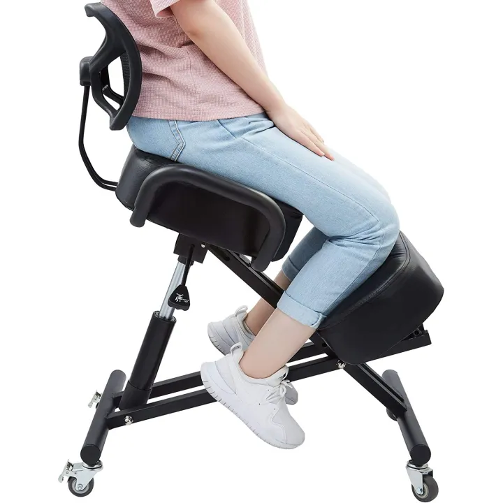 DRAGONN Ergonomic Kneeling Chair With Back Support, Adjustable Stool For  Home And Office Improve Your Posture With An Angled Seat Thick 