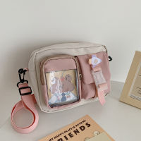 Japanse สไตล์ Kawaii กระเป๋านักเรียนหญิงไนลอนขนาดเล็ก Mutipockets โปร่งใส Crossbody S ผู้หญิงใหม่ไหล่ Bolsa Mujer