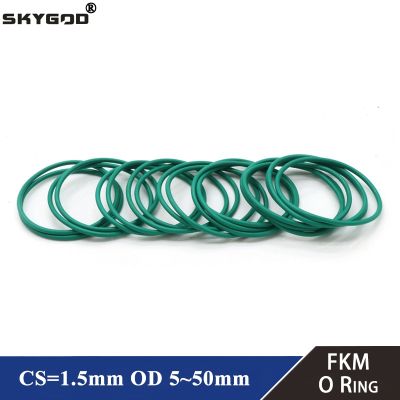 ❒○◆ 10pcs FKM O Ring CS 1.5mm OD 5 50mm Sealing Gasket Insulation Oil High Temperature Resistance Fluorine Rubber O Ring Green