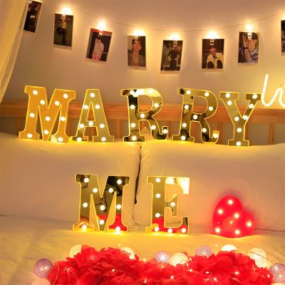 ☍☒◊ 2023 New Letter LED Lights Alphabet Luminous Night Lamp Wall Hanging Lamp Indoor Decoration For Wedding Birthday Party LED Lamp