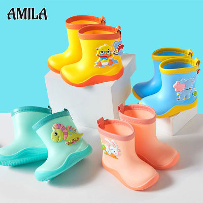 AMILA รองเท้าบูทหน้าฝนเด็ก,รองเท้าบูทหน้าฝนรองเท้ากันฝนสำหรับเด็กเด็ก,รองเท้าน้ำการ์ตูนน่ารักใหม่,รองเท้ายางกันลื่นสำหรับเด็กผู้ชายและเด็กผู้หญิง