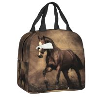 ♛ Custom Running Horse Lunch Bag Men Women Thermal Cooler Insulated Lunch Box for Kids School Children