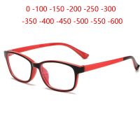 {Paopao glasses}สีดำสีแดงกรอบสแควร์สำเร็จรูปสายตาสั้นแว่นตาผู้หญิงเต็มกรอบ Shortsighted แว่นตา0 -100 -150 -200 -250 -300 To -600