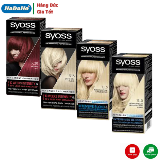 Tẩy Tóc Syoss - Syoss Hair Dye - Vĩnh Viễn Hair Dye Hãy nhấn vào hình ảnh liên quan đến Tẩy Tóc Syoss, Syoss Hair Dye và Vĩnh Viễn Hair Dye để khám phá ngay những sản phẩm thảo dược dịu nhẹ, độc đáo được thiết kế để giữ cho mái tóc luôn mịn màng, bóng mượt và tươi trẻ. Đảm bảo chất lượng màu sắc lâu dài, đem đến sự tự tin và hoàn hảo cho phong cách thời trang của bạn.