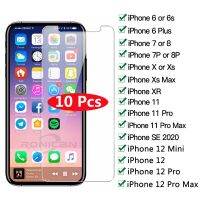 {จี้ดิจิทัล} กระจกเทมเปอร์แบบ9H 10ชิ้นสำหรับ iPhone XR X XS 11 12 Pro Max 12 Mini ป้องกันหน้าจอฟิล์มป้องกันสำหรับ iPhone 6 6S 7 8 Plus 5 5 5SScreen Protectors