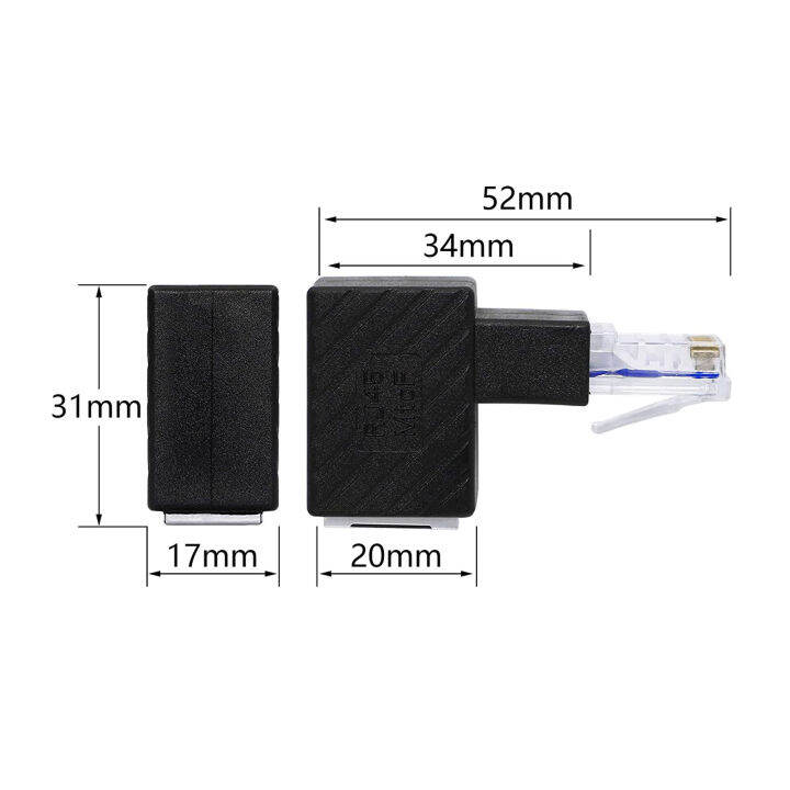 อะแดปเตอร์อีเทอร์เน็ตเก็บข้อมูลขนาดใหญ่รองรับเครือข่าย100เมตร-rj45เล่นปลั๊กแบบมีสวิตช์ตัวเชื่อมต่อเครือข่ายชาย-หญิง90องศาสำหรับกล่องสมาร์ททีวีตัวแปลงเครือข่ายสูง