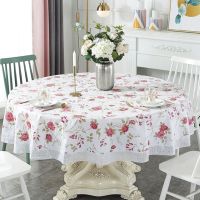 【cw】 Flower Pattern Round Table Cloth PVC Plastic Waterproof Oilproof Table Cover Wedding Party Home Kitchen Tablecloth Decoration ！