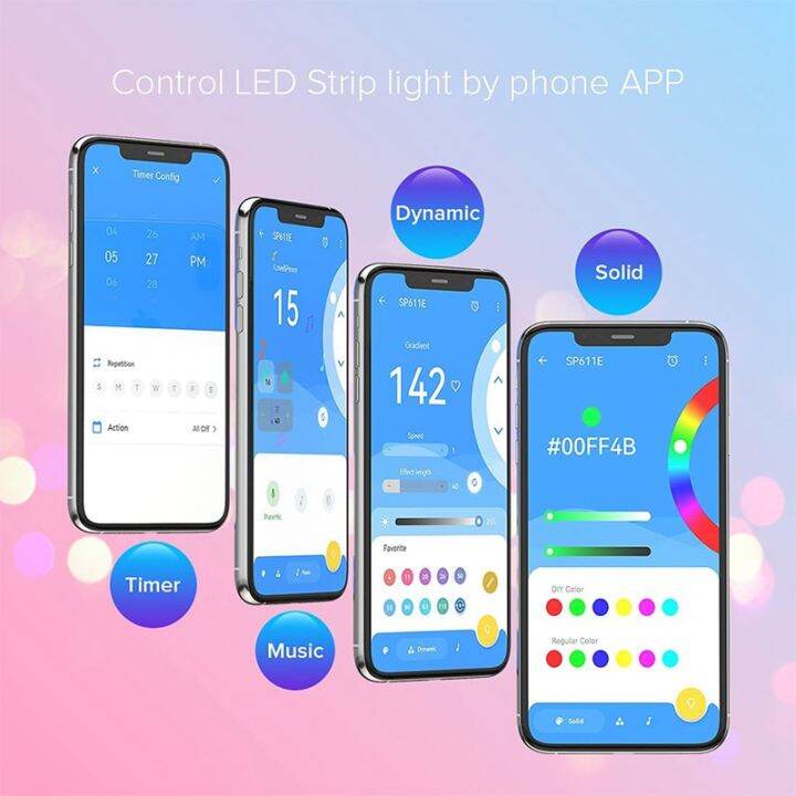 sp611e-ws2812b-ws2811-bluetooth-music-led-strip-controller-ir38-keys-remote-app-for-addressable-led-lighting-dc5v-24v