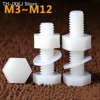 50-5Pcs M3 M4 M5 M6 M8 M10 M12 White Nylon Hexagonal Screw Nut Washer Set Metric Threaded Hex Head Screw Plastic Insulated Bolt