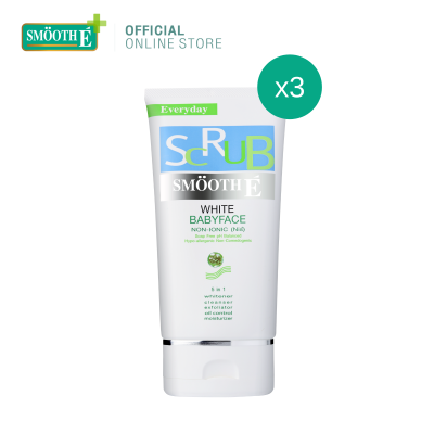 (แพ็ค 3) Smooth E White Babyface Scrub 4 Oz. - สครับไม่มีฟอง ไม่มีประจุไฟฟ้า ไม่มีสารตกค้าง ลดสิว ความคุมความมัน สมูทอี