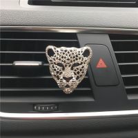 Car Air Vent Clip Charms Crystal Leopard Car Aromatherapy Essential Oil Diffuser Women Fashion Car Decoration Charms Rhinestone