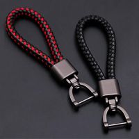 High-Grade Keychain for Men Women Rotatable Key Chain Luxury Hand Woven Leather Horseshoe Buckle Car Key Ring Holder Accessories