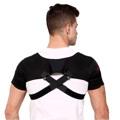 【YF】 Duplo ombro cinta ajustável esportes apoio para as costas alívio da dor dupla bandagem cruz compressão protector