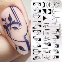 NICOLE DIARY French Line ดอกไม้แผ่นปั๊มเล็บบทคัดย่อผู้หญิงหน้างูรูปแบบ Nail Art Stamp Stencil พิมพ์เครื่องมือ