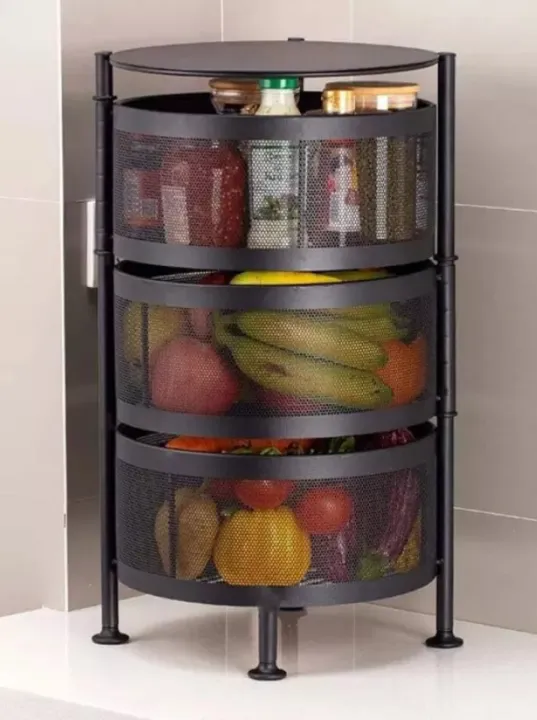 Kitchen Vegetable Basket Rotating Organizer Kitchen Shelf Circular