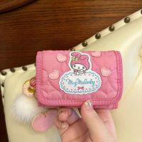 Cute Melody Embroidered Coin Purse Japanese Folding Three-Fold Large Capacity Compact Card Holder To Store Girly Heart Cartoon 【OCT】