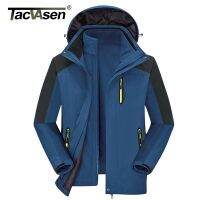 TACVASEN 3 In 1กลางแจ้งฤดูหนาวแจ็คเก็ตขนแกะบุรุษข้นคลุมด้วยผ้าเสื้อกันลมเสื้อเดินป่าปีนเขาท่องเที่ยวแจ็คเก็ตกันน้ำผู้ชาย