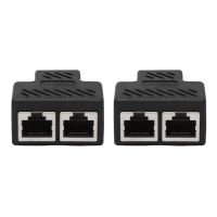 2 Port RJ45 Splitter Adapter LAN Network Ethernet Extender Connector Plug Lot 2Pcs