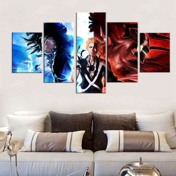 zhangyanhui2-5แผง-kurosaki-ichigo-bleach-การ์ตูนภาพเคลื่อนไหว-wall-art-ภาพวาดผ้าใบ-hd-พิมพ์ภาพสำหรับตกแต่งบ้าน-modular-โปสเตอร์5ชิ้น