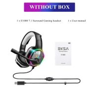 Eksa Headphone Gaming E1000พร้อมไมโครโฟนตัดเสียงรบกวน,ชุดหูฟังเล่นเกมสายเสียงรอบทิศทาง7.1แสง Rgb สำหรับเครื่อง Ps4ชิ้น