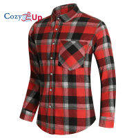 เสื้อเชิ้ตผ้าสักหลาดขัดแขนยาวแบบมาตรฐานสำหรับผู้ชาย Cozy Up