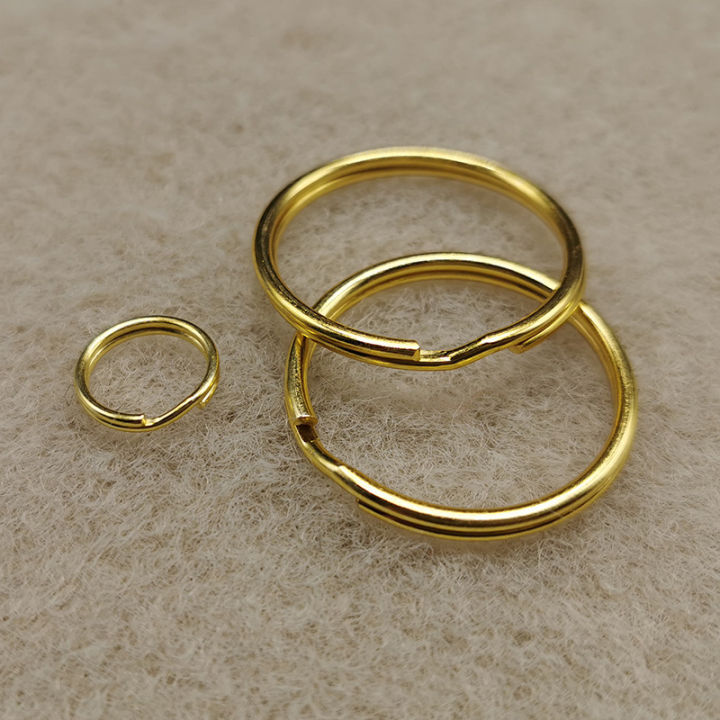 แหวนพวงกุญแจสีทองแหวนคู่พวงกุญแจรถยนต์ลวดชุบแหวนขนาดเล็กรูรับแสงแหวนขนาดใหญ่พวงกุญแจธรรมดา