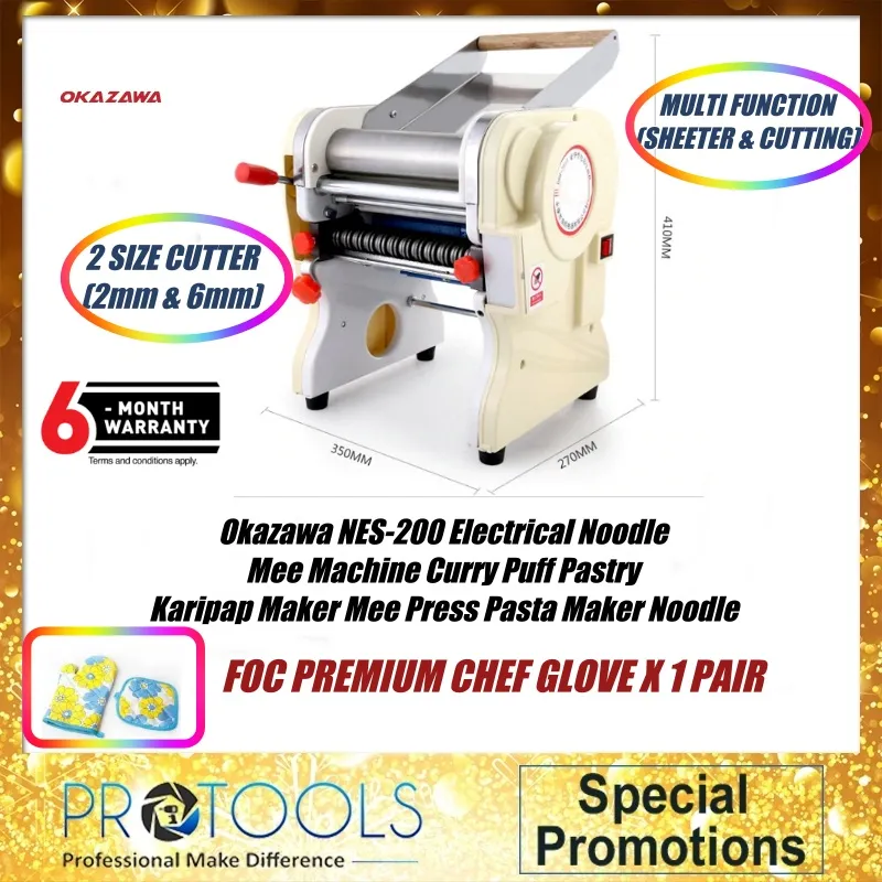 PROTOOLS)Okazawa NES-200 Electrical Noodle Mee Machine Curry Puff Pastry  Karipap Maker Mee Press Pasta Maker Noodle Pan Mee Dough Sheeter Cutter |  Lazada