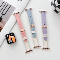 ℡ Strap for Apple watch band 44mm 45mm 49mm 42mm 41mm Leather Wrsitband bracelet correa for iWatch series 8 7 SE 5 4 6 ultra Soft