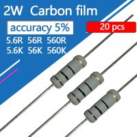 【cw】 20pcs 2W Carbon Film Resistor 5R6 56R 560R 5K6 56K 560K 5.6 56 560 R K Ohm 5  Resistance