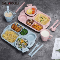 6Pcs Set Children Baby Tableware Set Cartoon Plates Kid Dishes Children Dinnerware Anti-hot Training Food Bowl Spoon Fork