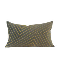 Geometric Gray Grey Gold Emboridery Velvet Cushion Cover Pillow Case Throw