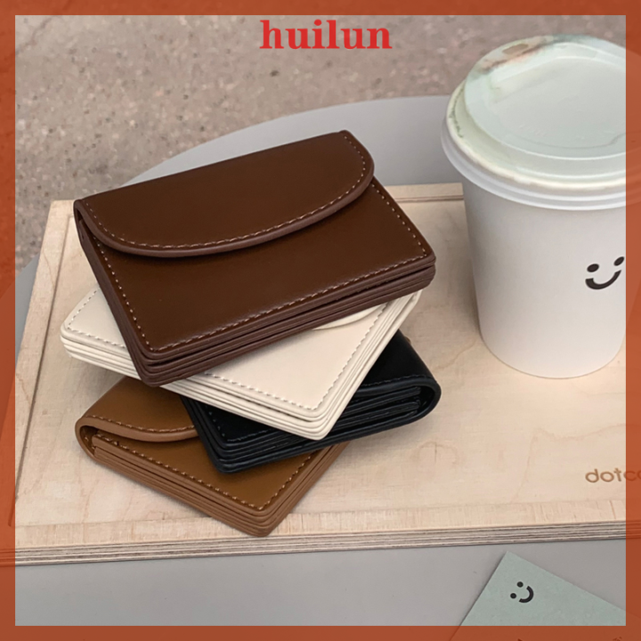 huilun-กระเป๋าบัตรเหรียญสินเชื่อขนาดเล็กสำหรับผู้หญิงหนัง-pu-กระเป๋าสตางค์ใบสั้นธุรกิจ