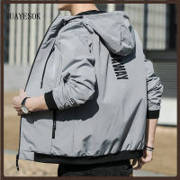 UAYESOK-Mens Jackets Zipper Hooded Drawstring Jacket Solid Color Slim Fit  Outerwear Streetwear Bomber Jacket Waterproof and windproof jackets High Quality Casual Jacket