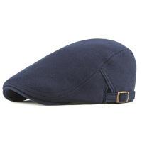 QianXing Shop Fashion mens beret hat cotton peaked hat autumn and winter woolen beret British retro warm forward hat