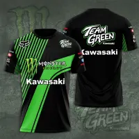 (in stock) KAWASAKI Suitable for Motorcycle Kawasaki Racing Team Mens T-shirt 2022 New Fashion Womens T-shirt Summer Short Sleeve Childrens Top 6XL (free nick name and logo)