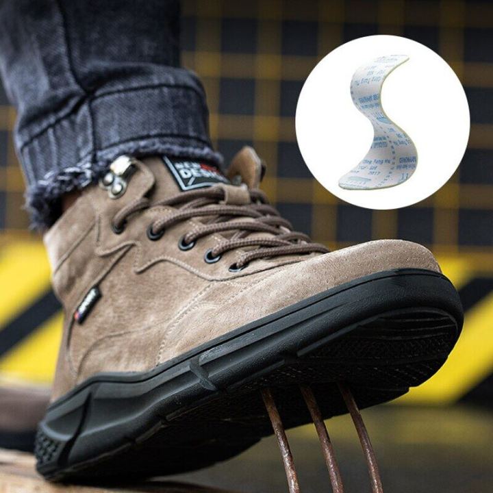 รองเท้าบู๊ทเซฟตี้สำหรับผู้ชาย-รองเท้าบูตเซฟตี้แบบทนทานรองเท้าทำงานหัวเหล็กรองเท้าเซฟตี้ป้องกันการกระแทกสำหรับงานก่อสร้าง