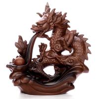 With 20Cones Ceramic Dragon Incense Burner Smoke Waterfall Backflow Incense Burner Incense Stick Holder Decor Tea House Craft