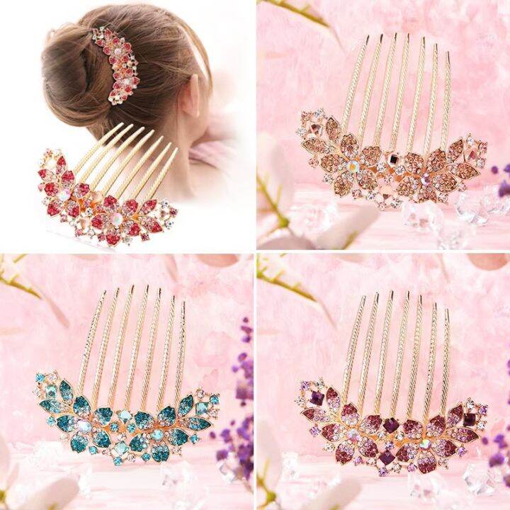 New Golden Hair Comb Colorful Crystal Flower Hair Accessories Gifts for Adult Women Metal Hair Clips Fashion Accessories New Golden Hair Comb Colorful Crystal Flower Hair Accessories Gifts for Adult Women Metal Hair Clips Fashion Accessories