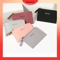 PROMISE ผู้ชาย PU หญิง สุภาพสตรี สีเพียว ผู้ถือบัตรเครดิต กระเป๋าสตางค์ใบสั้น กระเป๋าเงินธุรกิจขนาดเล็ก