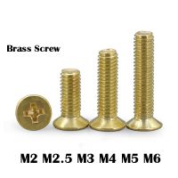 M2 M2.5 M3 M4 M5 M6 Phillips Brass Flat Head Machine Screw Metric Thread Copper Cross Countersunk Metal Standard Bolt Hardware Nails Screws Fasteners