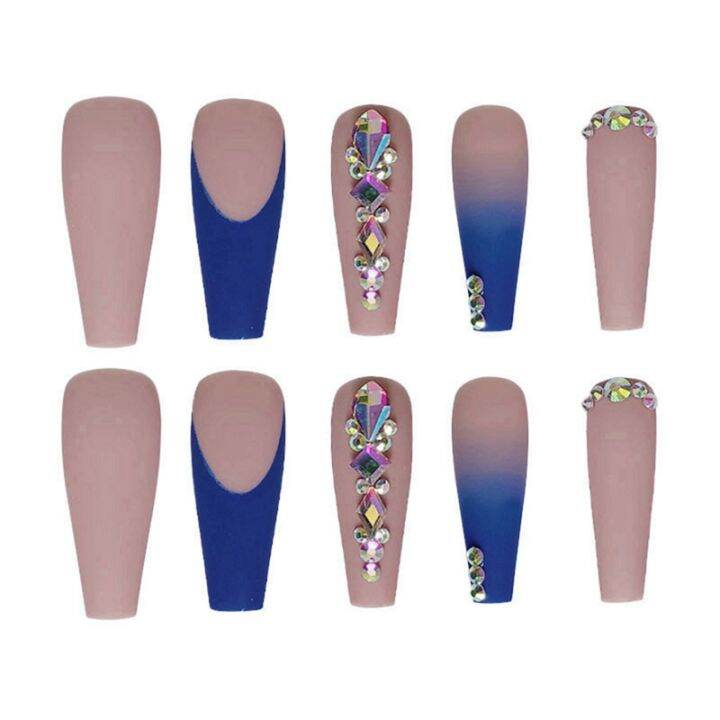 blue-french-ballerina-false-nails-gradual-change-rhinestones-fake-nails-wearable-press-on-nails