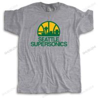 [ขายดีที่สุด] เสื้อยืดแบรนด์แฟชั่น Mens Loose Seattle Supersonics Brand T Shirt Cottonsummer Teeshirt Plus Size Drop Shipping