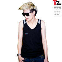 TZeek เสื้อกล้ามทอมทีซีครุ่น TZ89S Contton 2 step  (สีดำคาดเทา/คอวี)