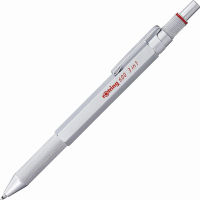 Rotring 600 3-in-1 Multicolor Pen and Mechanical Pencil, Switches Between 2 Ballpoint Pen Fine Point Tips (Black and Red Ink) and 1 Mechanical Pencil Tip (0.5mm Lead), Silver Barrel