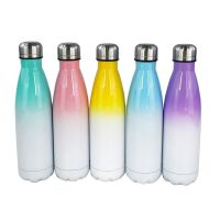 17Oz Sublimation Gradient Cola Shape Water Bottle Stainless Steel Travel Thermal Flask Graduation Gift Ombre Tumbler