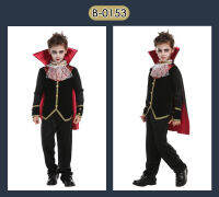 คอสตูมแฟนซีเด็กแวมไพร์แดร็กคิวร่า Vampire Kids costume Halloween fancy ที่เด็ก ๆ ชื่นชอบ เป็นชุดครบเซ็ทเสื้อกางเกงผ้าคลุม กางเกงเอวยืด ขนาด 110 - 140 cm.